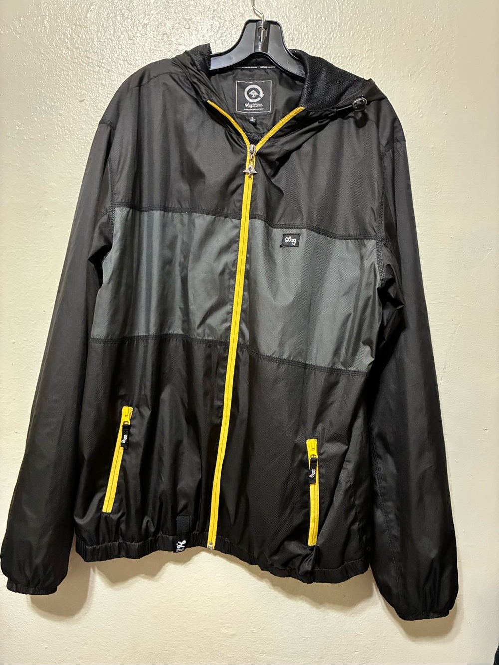 LRG lightweight black hooded windbreaker